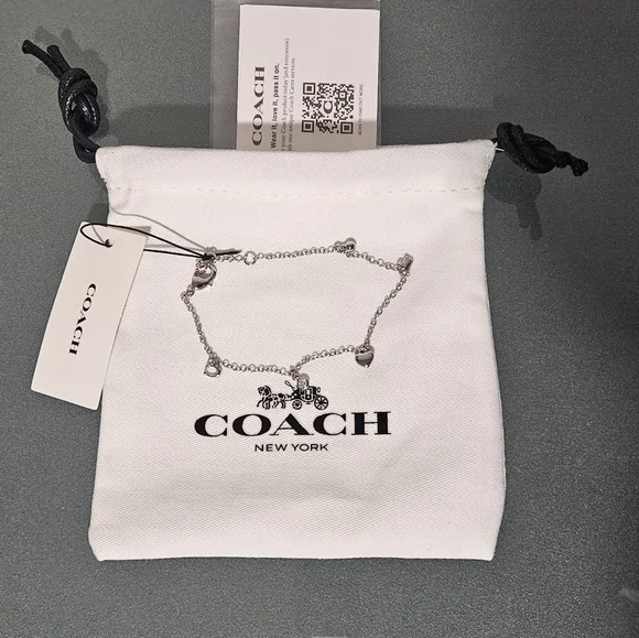 Coach Silver Charm Bracelet with Heart and Star - Picture 2 of 4